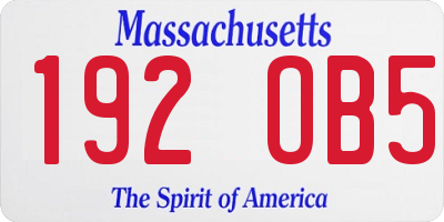 MA license plate 192OB5