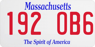 MA license plate 192OB6