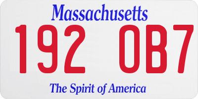 MA license plate 192OB7