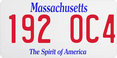 MA license plate 192OC4