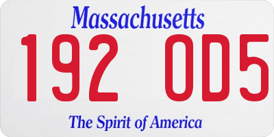 MA license plate 192OD5