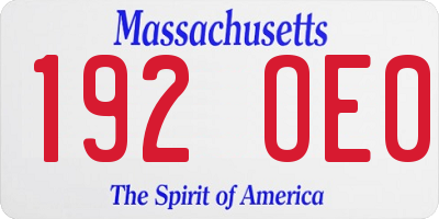 MA license plate 192OE0