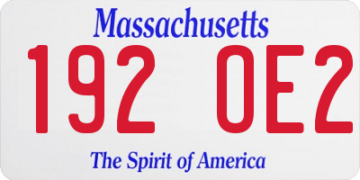 MA license plate 192OE2