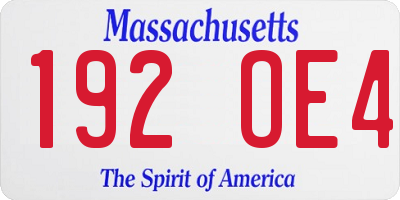 MA license plate 192OE4