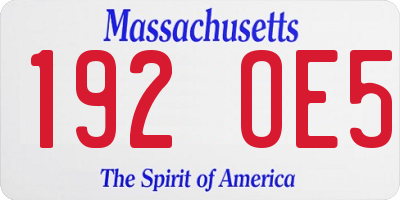 MA license plate 192OE5