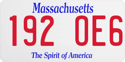 MA license plate 192OE6