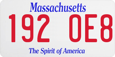 MA license plate 192OE8