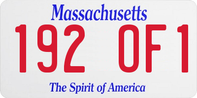 MA license plate 192OF1