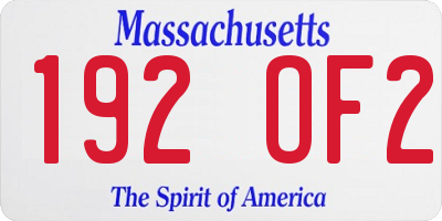 MA license plate 192OF2