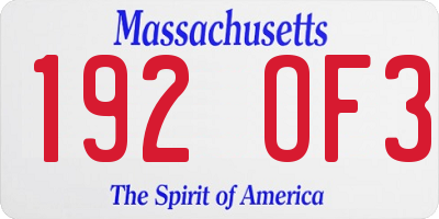MA license plate 192OF3