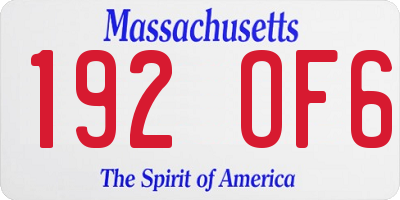 MA license plate 192OF6