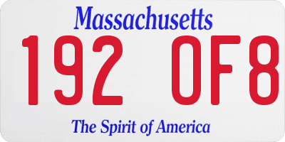 MA license plate 192OF8