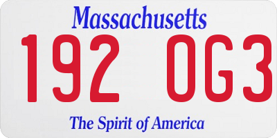 MA license plate 192OG3