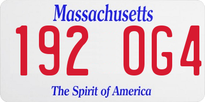 MA license plate 192OG4