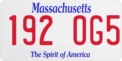 MA license plate 192OG5