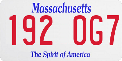 MA license plate 192OG7