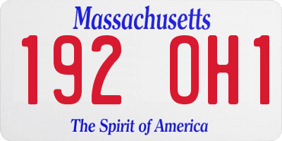 MA license plate 192OH1