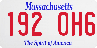 MA license plate 192OH6