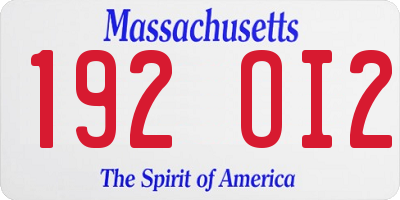 MA license plate 192OI2