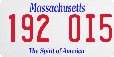 MA license plate 192OI5