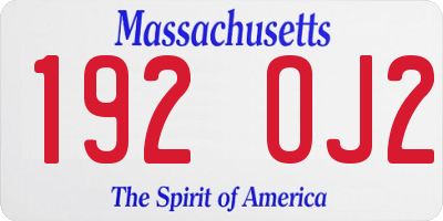 MA license plate 192OJ2
