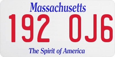 MA license plate 192OJ6