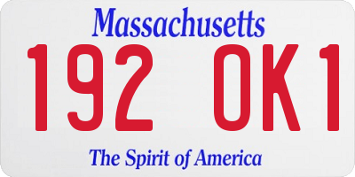 MA license plate 192OK1