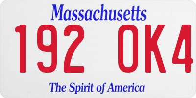MA license plate 192OK4