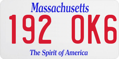 MA license plate 192OK6