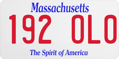 MA license plate 192OL0