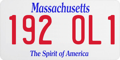 MA license plate 192OL1