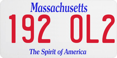 MA license plate 192OL2