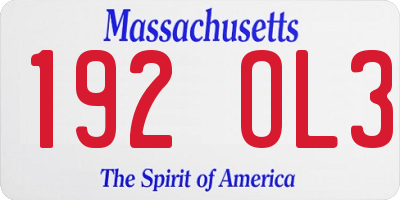 MA license plate 192OL3