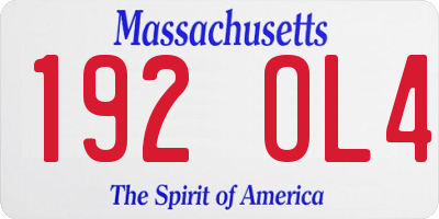 MA license plate 192OL4