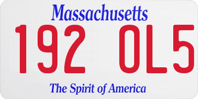 MA license plate 192OL5