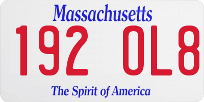 MA license plate 192OL8