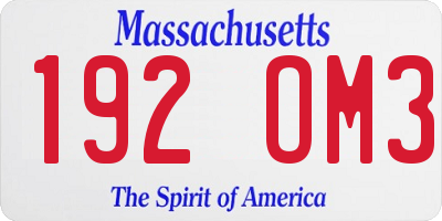 MA license plate 192OM3