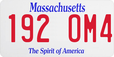MA license plate 192OM4