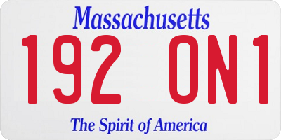 MA license plate 192ON1