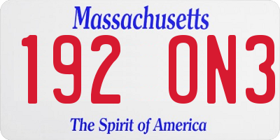 MA license plate 192ON3