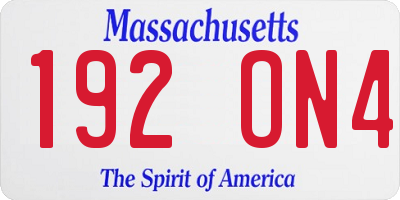 MA license plate 192ON4