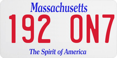 MA license plate 192ON7