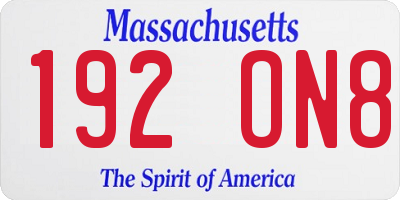 MA license plate 192ON8