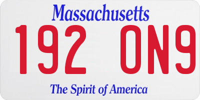 MA license plate 192ON9