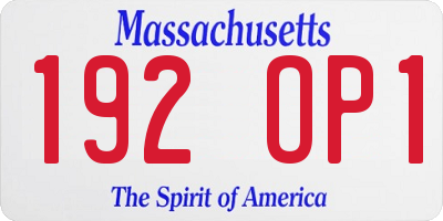 MA license plate 192OP1
