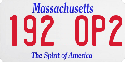 MA license plate 192OP2