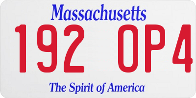 MA license plate 192OP4