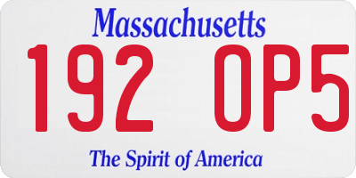 MA license plate 192OP5
