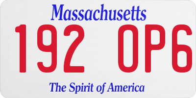 MA license plate 192OP6