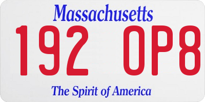 MA license plate 192OP8
